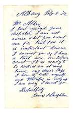 1872 Handwritten Letter James O Laughlin Albany New York NY Has Court Trial picture