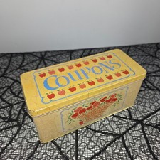 Vintage 1989 Current Inc Autumn Apples Coupon Tin Yellow Metal Storage Box picture