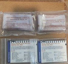 New (2 SETS) M50/M51 OPERATOR CARDS AND WATERPROOF CHEMICAL MASK BAGS picture