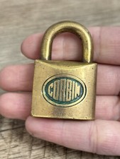 Antique Vintage Small Corbin Brass Padlock Lock No Key Pat 1907 1909 picture