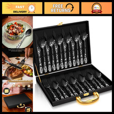 Stapava 30 Pcs Black Silverware Set with Gift Box, Stainless Steel Flatware Set picture