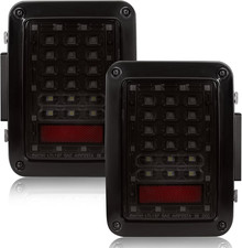 LED Tail Lights Compatible with Jeep Wrangler JK JKU 2007-2018 Smoked Lens W/Bra picture