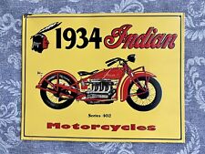 RARE 1934 INDIAN MOTORCYCLES SERIES 402 TIN TACKER PAINTED METAL SIGN MOTOR BIKE picture