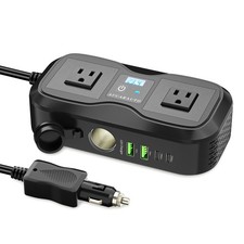7 in 1 Car Power Inverter 200W DC 12V to 110V AC Outlet, Black picture