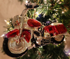 NEW Harley Davidson or Indian Motorcycle Red Glass Christmas Tree Ornament 5