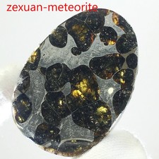 38.5Ct Brenham Olive Meteorite Pendant Olive Meteorite Slice /USA 35*25*3mm picture