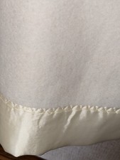 Vintage Sears Soft Cream Blanket w/ Satin Trim Acrylic Full Double Size 86 X 84 picture