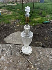 vintage crystal table lamp, typically featuring a cut glass or lead crysta picture