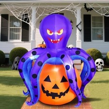 6.2 FT Halloween Octopus Pumpkin Inflatable LED Outdoor Yard Decoration Blow Up picture