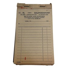 VTG C.B. Klinedinst Receipt Pad Tan York PA Ephemera Home Appliances Bicycles picture