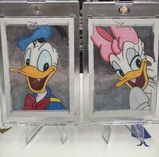 2026 Topps Chrome Disney Donald & Daisy Duck 1/1 Sketch Card Pair Artist Signed picture