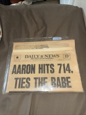 1974 NY Daily News Hank Aaron 714 Home Run Babe Ruth Record Newspaper Display picture