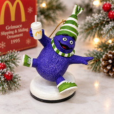 Vintage 1995 VERY RARE McDonald's GRIMACE SLIPPING & SLIDING Ornament 30507-2 picture