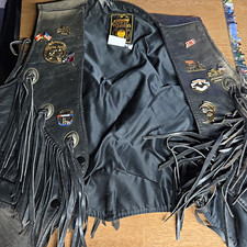 Womens Vintage Gypsy Leather Made In USA Biker Jacket W/ Vintage Pins Size 6 picture