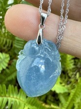 38.5 Ct Grade AAA Blue Aquamarine Peach Carve Necklace S925 picture