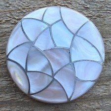 1-7/8” Vintage Zuni Fish Scale MOP Sterling Brooch Alice Leekya Homer Attr: 27g picture