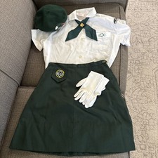 Girl Scouts Cadettes Uniform, Blouse, Tie, Pin, Skirt, Gloves, Hat  1960’s/70’s picture