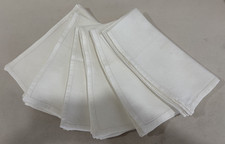 Set of 12 Vintage White Embossed Linen Napkins Hemstitching Approx. 21