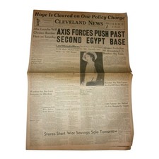 Vintage Cleveland News June 30 1942 WWII Axis Forces Egypt Newspaper Ephemera picture