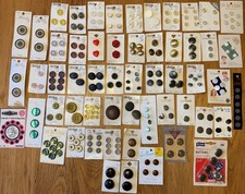 Lot of 56 Full Button Cards NOS Vintage to Modern, Various styles, sewing/crafts picture