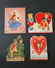 Vtg Antique Valentine Card Lot (4) Mechanical Pop-Up 1920s-1950s Germany picture