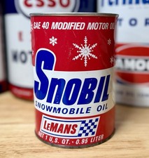 Vintage NOS Lemans Snobil Snowmobile Oil Can Quart FULL picture