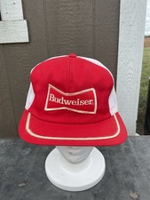 Vintage Budweiser Swingster Trucker Hat Mesh Snapback Red White Beer Cap Rough picture