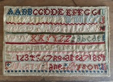 Antique 19th Century School Sampler Needlework Needlepoint 1859 Unframed picture