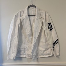 WWII Era US Navy Chief Petty Officer CPO Dress White Jacket Men’s 44 (L) Tropic picture