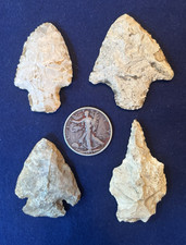 Qty 4 Indiana/Illinois/Missouri Side Notch Arrowhead Indian Artifact MW02 picture