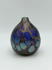 Vintage Signed Brent Cox 1985 Studio Art Glass Oil Spot Iridescent Vase picture