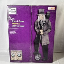 6.5 ft Grave and Bones Animated LED Gravedigger Halloween Prop Animatronic 2023 picture