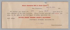 1912 Central Eureka Mining Co Voucher Slip Sutter Creek Amador Co CA Gold Mine picture