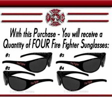 Lot of 4 Firefighter SUNGLASSES Fire Fighter Rescue Fireman Hero Shades Dad HOT' picture