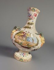 Antique Faience Bough Pot Vase Veuve Perrin French w/ Devil Pan Head picture