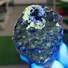 55G Natural Cerussite+Barite crystal Specimen Morocco, UV Fluorescence picture