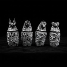 ANCIENT EGYPTIAN CANOPIC JARS Set of Four Sons of Horus Funeral Jars Replica picture
