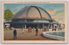1939 NY World's Fair United States Steel Building Postcard Posted picture