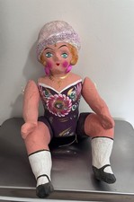 Vintage Folk Art Doll Traditional Mexican Paper-Mache Cartoneria Sitting Doll picture