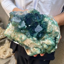 11.3lb Large NATURAL Green Cube FLUORITE Quartz Crystal Cluster Mineral Specimen picture