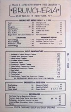 1950s Bruncheria Menu w/ Handwritten Specials Chef Illus Diner Americana picture