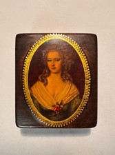 ANTIQUE VICTORIAN ART NOUVEAU LADY PORTRAIT Keepsake BOX French picture