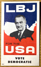 1964 LBJ, LYNDON B. JOHNSON vintage political elections postcard VOTE DEMOCRATIC picture