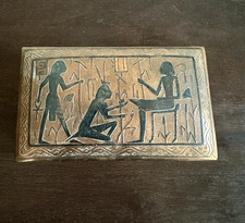 ANTIQUE  1920'S EGYPTIAN REVIVAL BRONZE TRINKET BOX picture