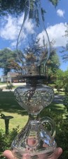 C. 1911 Antique EAPG RUFFLED BULLSEYE Kerosene Oil Footed Finger lamp ~ 🔥 picture