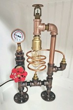 Steampunk Lamp Industrial Machine Age Design Sprinkler Gauge On/Off Valve Light picture