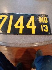 1913 Maryland MD Porcelain License Plate Car Auto Tag Seal On Back Baltimore  picture