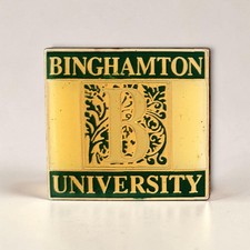 Vintage Binghamton University Lapel Pin SUNY New York Green Gold College picture