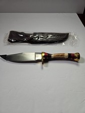 Vintage Frost Cutlery Trophy Stag Bone Handle Brass Guard and Pommel Knife picture