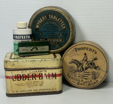 Unique 5 pc Vintage & Antique Collection of Interesting Tins picture